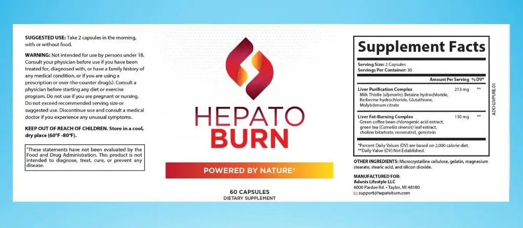 HepatoBurn Supplement Label
